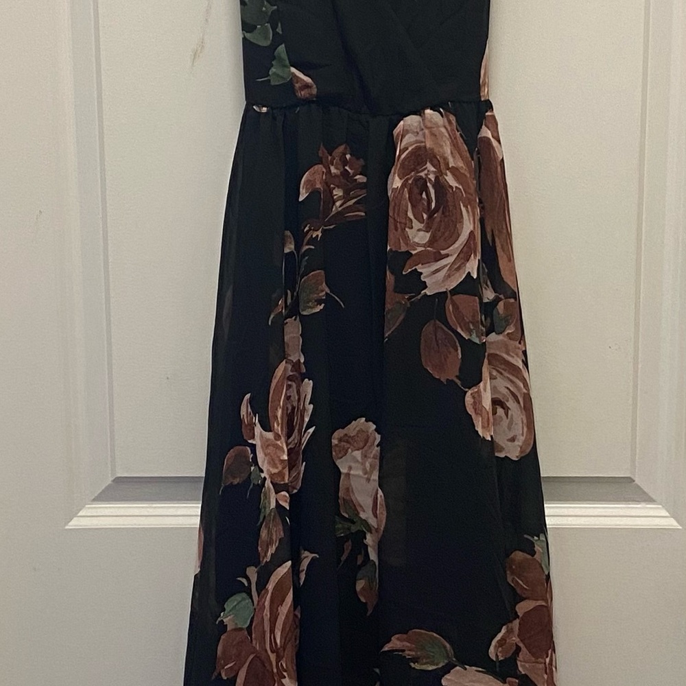 Black Floral Chiffon Dress